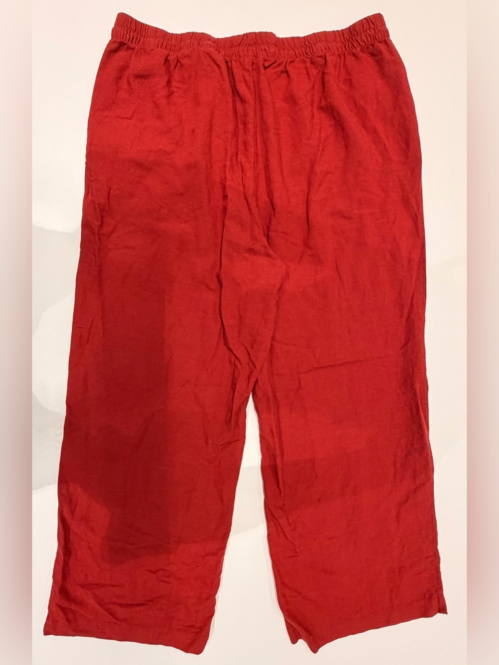 H&M Red Drawstring Linen blend Pants - Picture 2 of 9